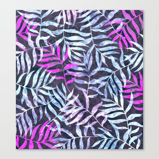 Watercolor Tropical Palm Leaves X Canvas Print