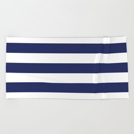 Navy Blue and White Stripes Beach Towel