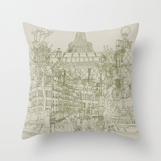 Paris! Musty Throw Pillow
