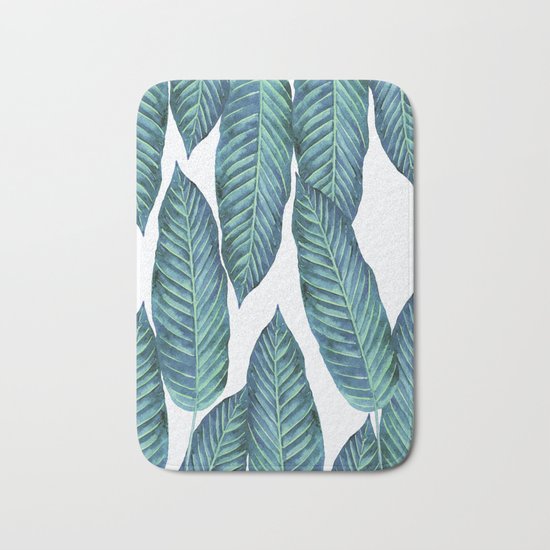 Blue Banana Leaves #society6 Bath Mat