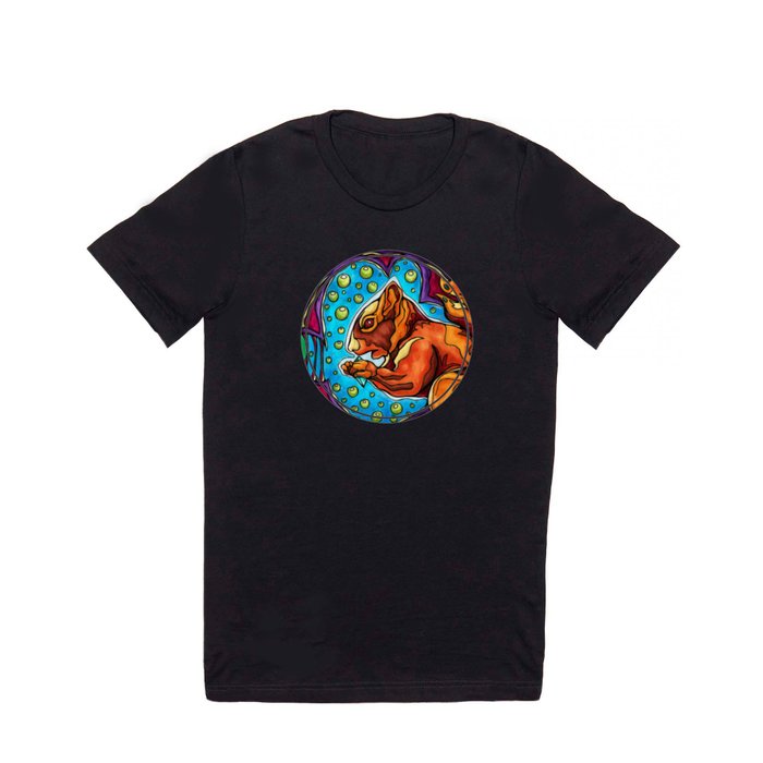 Red squirrel in futuristic forest painting T Shirt