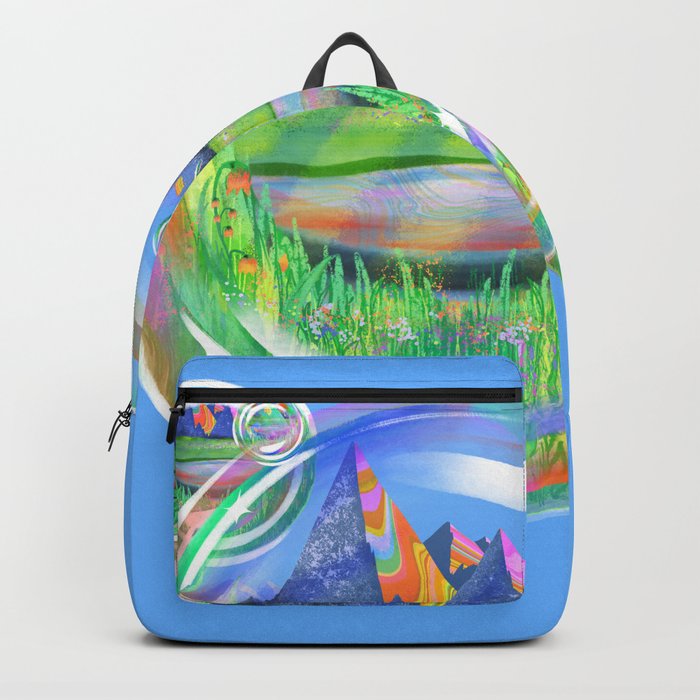 Mountain Scenery in Bubbles Fantasy Landscape Backpack