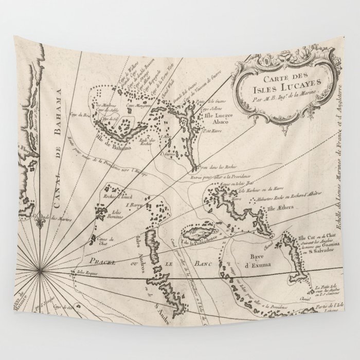 Vintage Map of The Bahamas (1764) Wall Tapestry by BravuraMedia  Society6