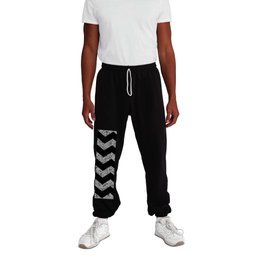 Modern Black And Silver Zigzag Chevron Pattern Sweatpants