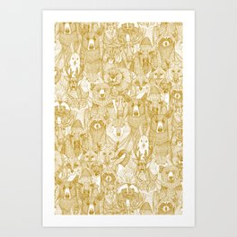canadian animals gold white Art Print