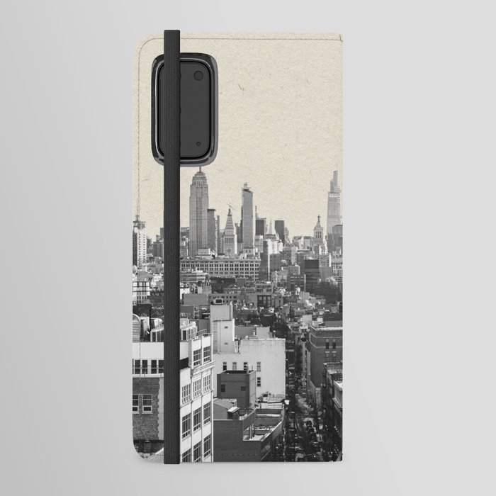 New York City Skyline - Black and White Minimalist Android Wallet Case