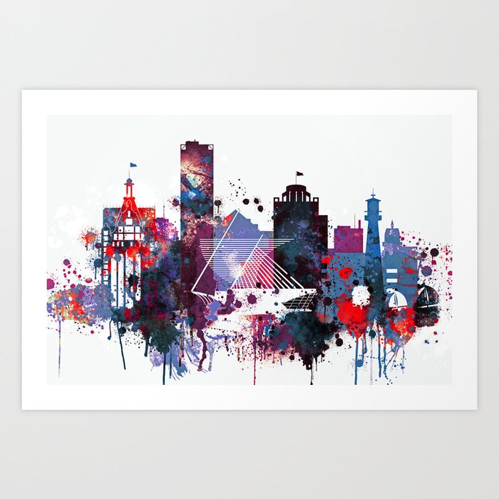 Milwaukee Watercolor Skyline Art Print By Dimdom Society6