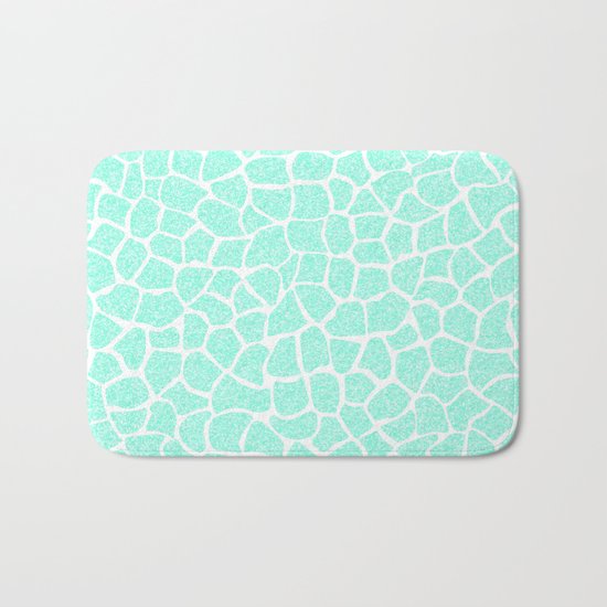 Light Blue Glitter Giraffe Print Bath Mat