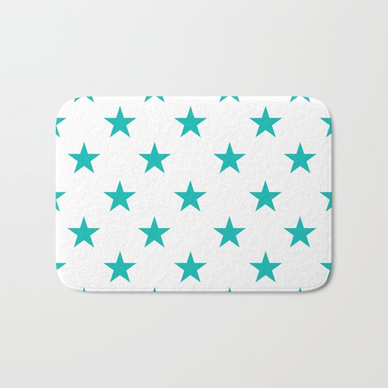 Stars (Tiffany Blue/White) Bath Mat