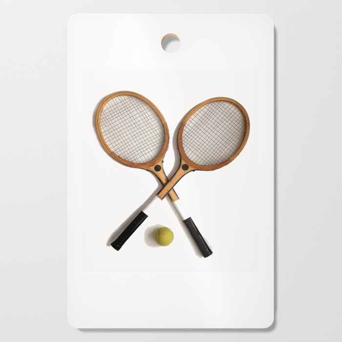 vintage Tennis rackets and ball Cutting Board