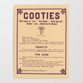 Cootie Warning Poster - Vintage Medical Print Poster