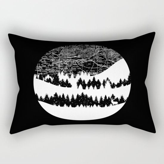 Map Silhouette Circle Rectangular Pillow