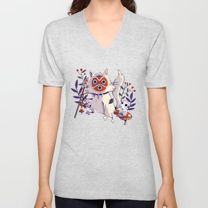 Cat Princess Mononoke V Neck T Shirt