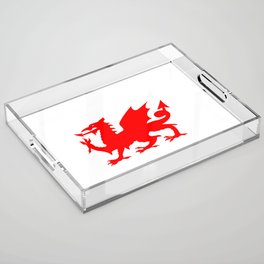 WELSH DRAGON red with white shadow. Acrylic Tray