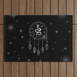 Dreamcatcher Zodiac symbols astrology horoscope signs with mystic snake in silver	 Outdoor Rug