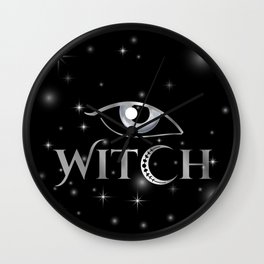 New World Order silver witch eyes with crescent moon	 Wall Clock
