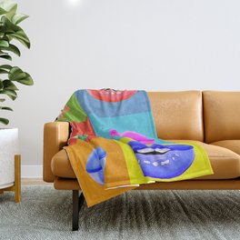 Colorful lips Throw Blanket
