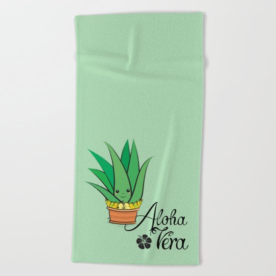 Aloha Vera Kawaii Beach Towel