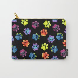 Black Rainbow Paw Print Pattern Carry-All Pouch
