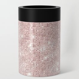 Blush Pink Diamond Studded Glam Pattern Can Cooler