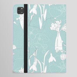 Flowers pattern with leafs in pastel color line art. iPad Folio Case