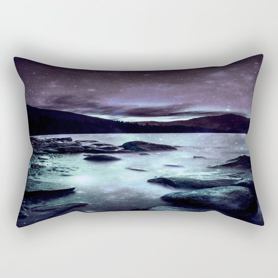 Magical Mountain Lake Aqua Lavender Rectangular Pillow