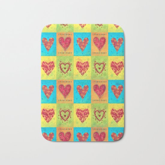 Colorful hearts pattern Bath Mat