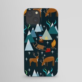 Sami in Northern Norway at night with polar lights iPhone Case