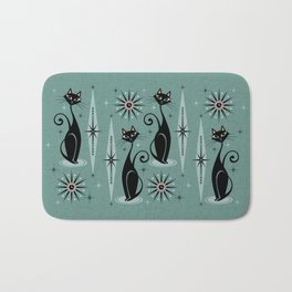 Mid Century Cats and Clocks -Spearmint Custom©studioxtine Bath Mat