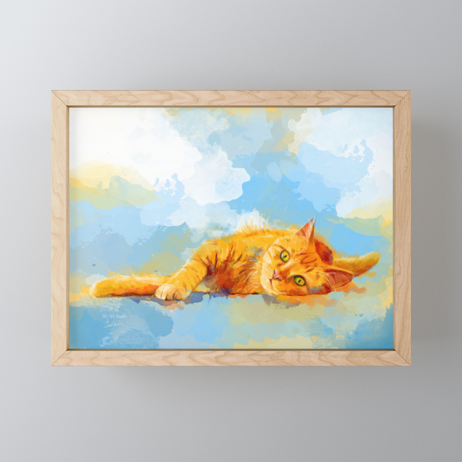 Cat Dream Orange Tabby Cat Painting Framed Mini Art Print By
