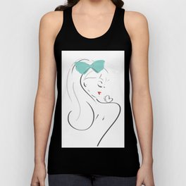 fashion girl illustration with green bow Tank Top