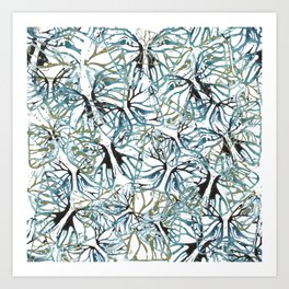 Blue and gold moth cut outs. Art Print | Mothdesign, Imagesbycassandra, Blue, Fragile, Repeatpattern, Cutouts, Moth, Blueandgoldmoths, Blueandgold, Wings 
