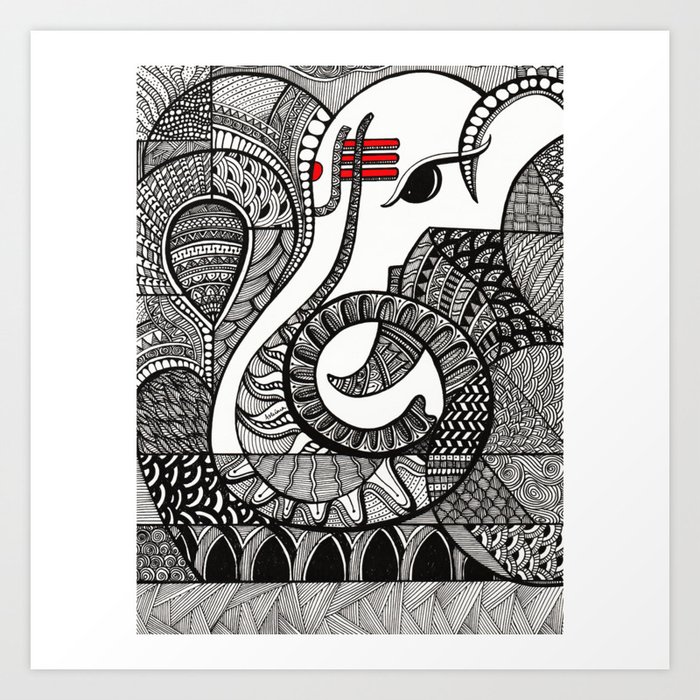 Ganesha Zentangle art Art Print by Zentanglist | Society6