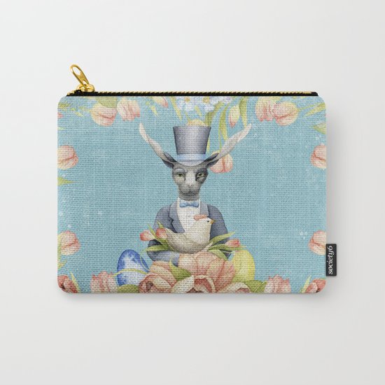 Beautiful Floral Flowers Animal Easter Bunny on #Society6 Carry-All Pouch