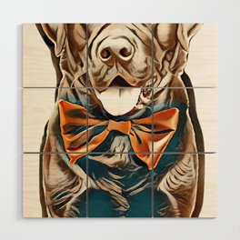 dog tie bow labrador Wood Wall Art