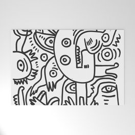 Black and White Graffiti Cool Funny Creatures Welcome Mat