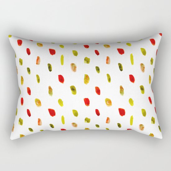 Olive and orange || watercolor brushstrokes Rectangular Pillow