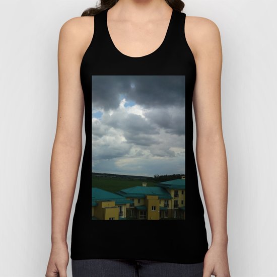 Small town in a summer stormy day Unisex Tank Top