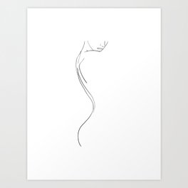 une ligne Art Print | Nude, Black And White, Body, Digital, Black and White, One, Minimalist, Minimalism, Drawing, Ink Pen 
