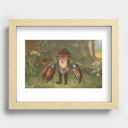 Gnome Pestered by three begging mayflies Vintage Postcard Art Recessed Framed Print