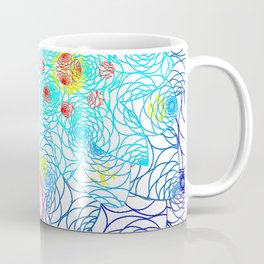 Bright Floral Orange and Blue Doily Lace Spring Digital Illustration Coffee Mug