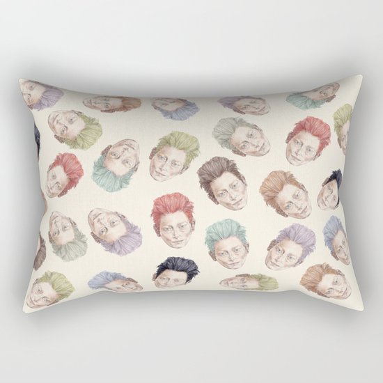 Tilda Heads on Cream | Hair Pattern Rectangular Pillow