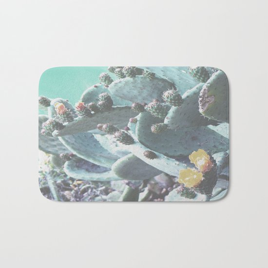 Green Flowering Cacti Bath Mat