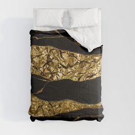 Girly Trend - Black Marble And Gold Metallic Foil  Comforter