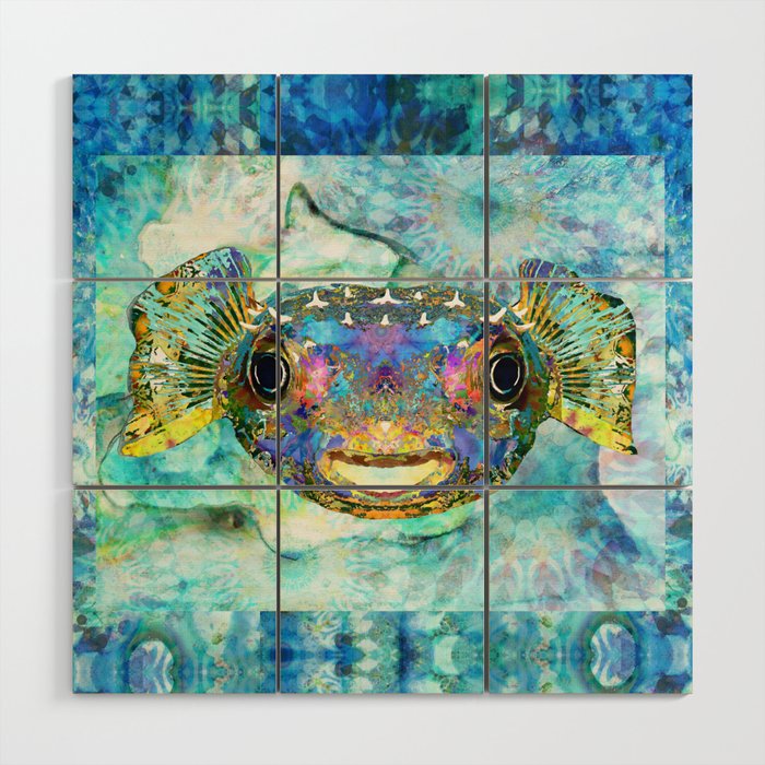 Smile - Colorful Happy Puffer Fish Art Wood Wall Art