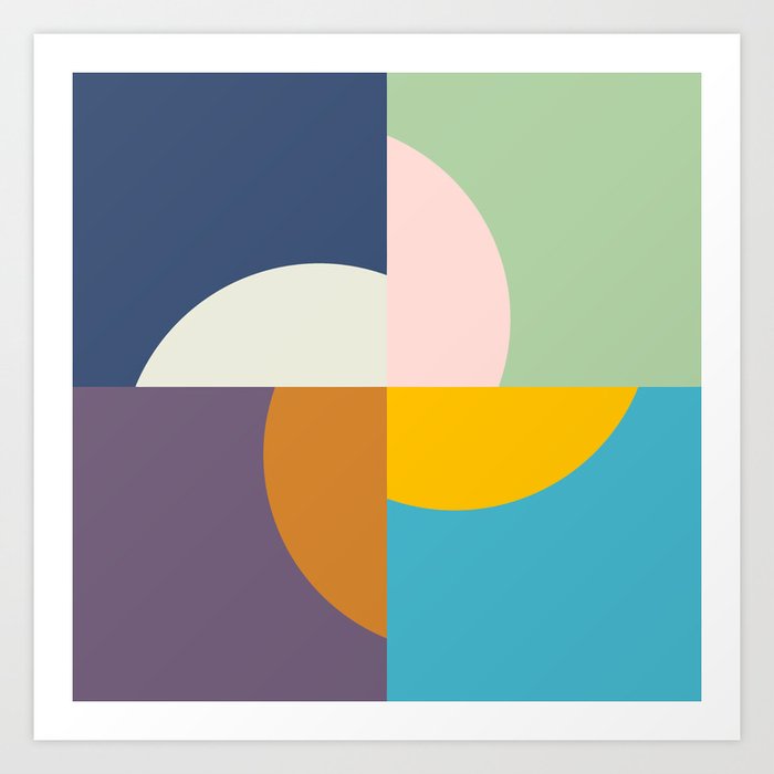 Seasons Suns | Minimal Geometric Color Block Abstract Art Print