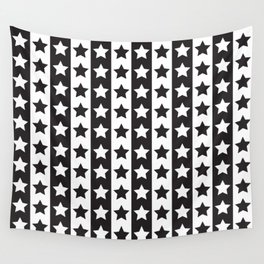 Stars & Stripes - Black & White Modern Art Wall Tapestry