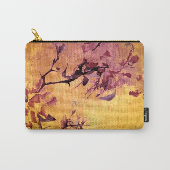 japanese crab apple flowers on golden tones Carry-All Pouch