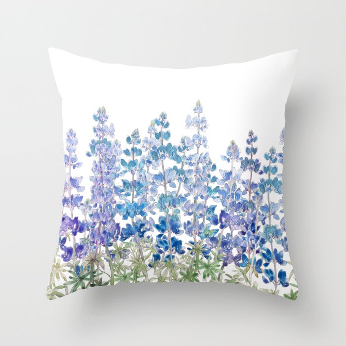 blue and purple lupin flowers horizontal  Throw Pillow