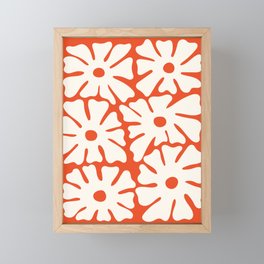 Mid-Century Hand-drawn Floers in Burnt Orange & White Framed Mini Art Print